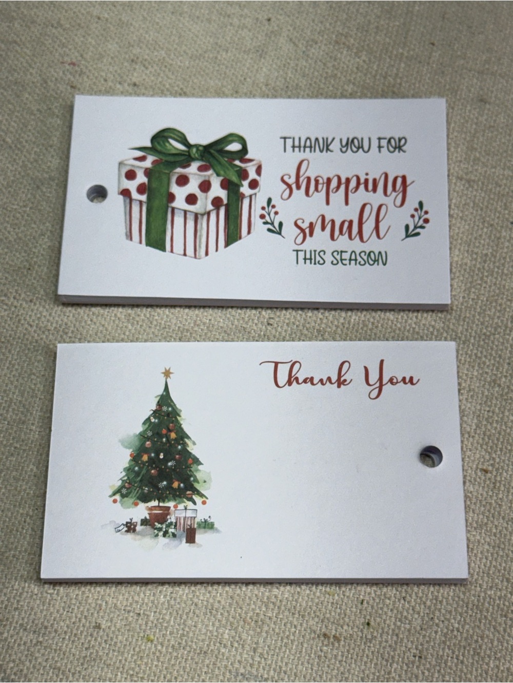 Double-sided "Thank You for Shopping Small This Season” Cards - 100 pcs - NWT